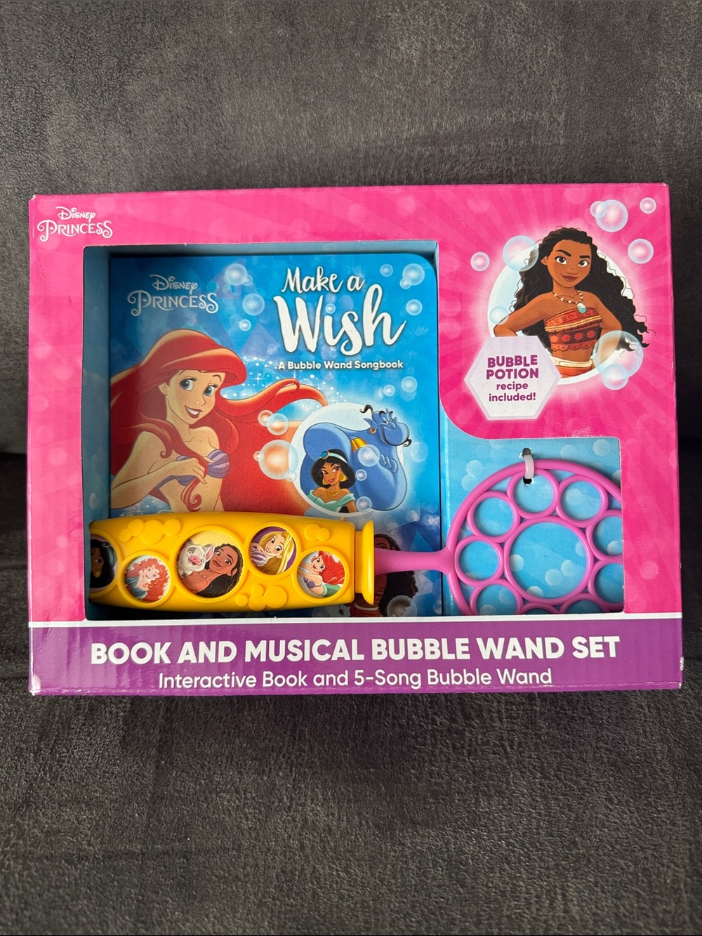 Disney Princess Make a Wish Bubble Wand Set - Book and Musical Bubble Toy